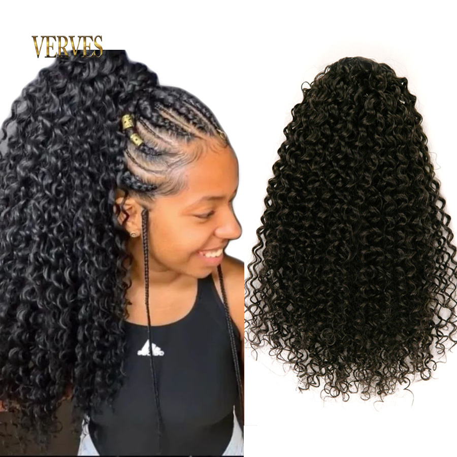Drawstring Afro Curly Puff Ponytail - VERVES Sintetis Serut Puff Ekor Kuda