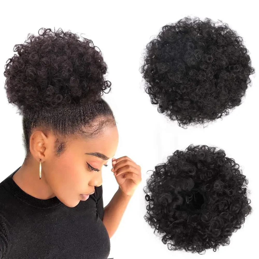 Drawstring Afro Curly Puff Ponytail - Ekstensi ekor kuda tali serut Afro