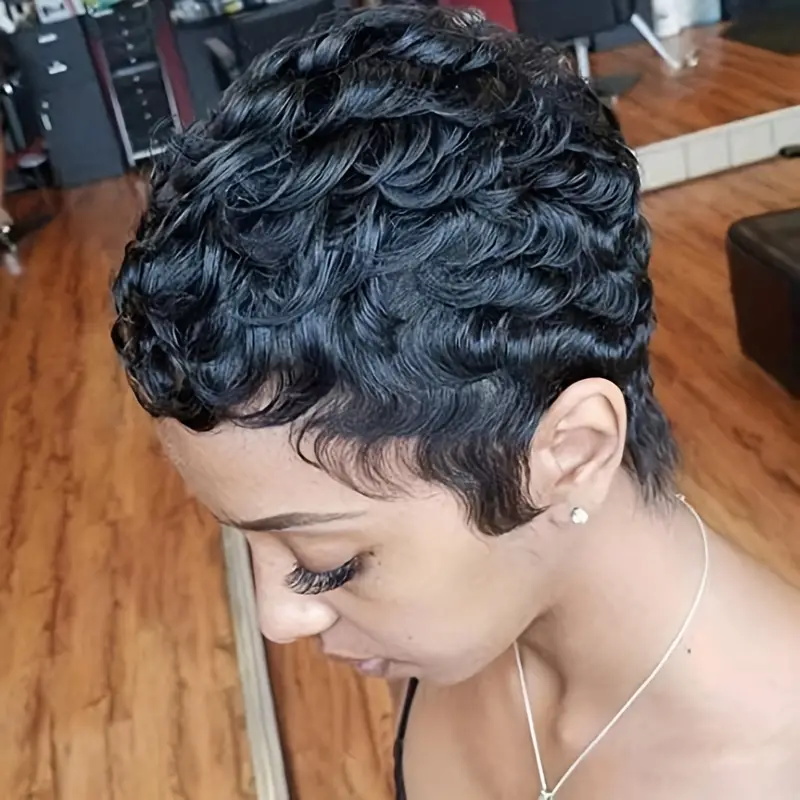 Short Pixie Cut Wig Human Hair Cheap - Wig Pixie Cut Bob Pendek, Rambut