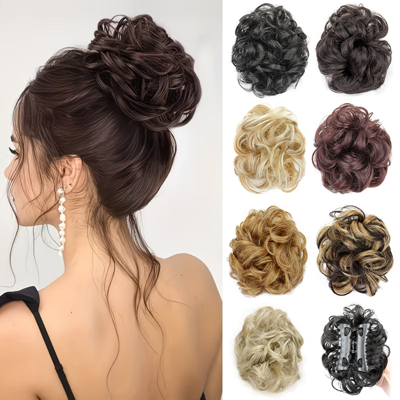 Claw Clip Messy Bun Hair Piece - Klip Cakar Keriting Pendek Model Sanggul