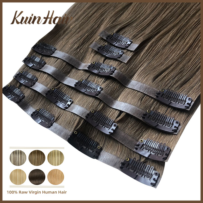 Seamless Clip In Hair Extensions Human Hair - Klip PU Lurus Tak Terlihat Dalam