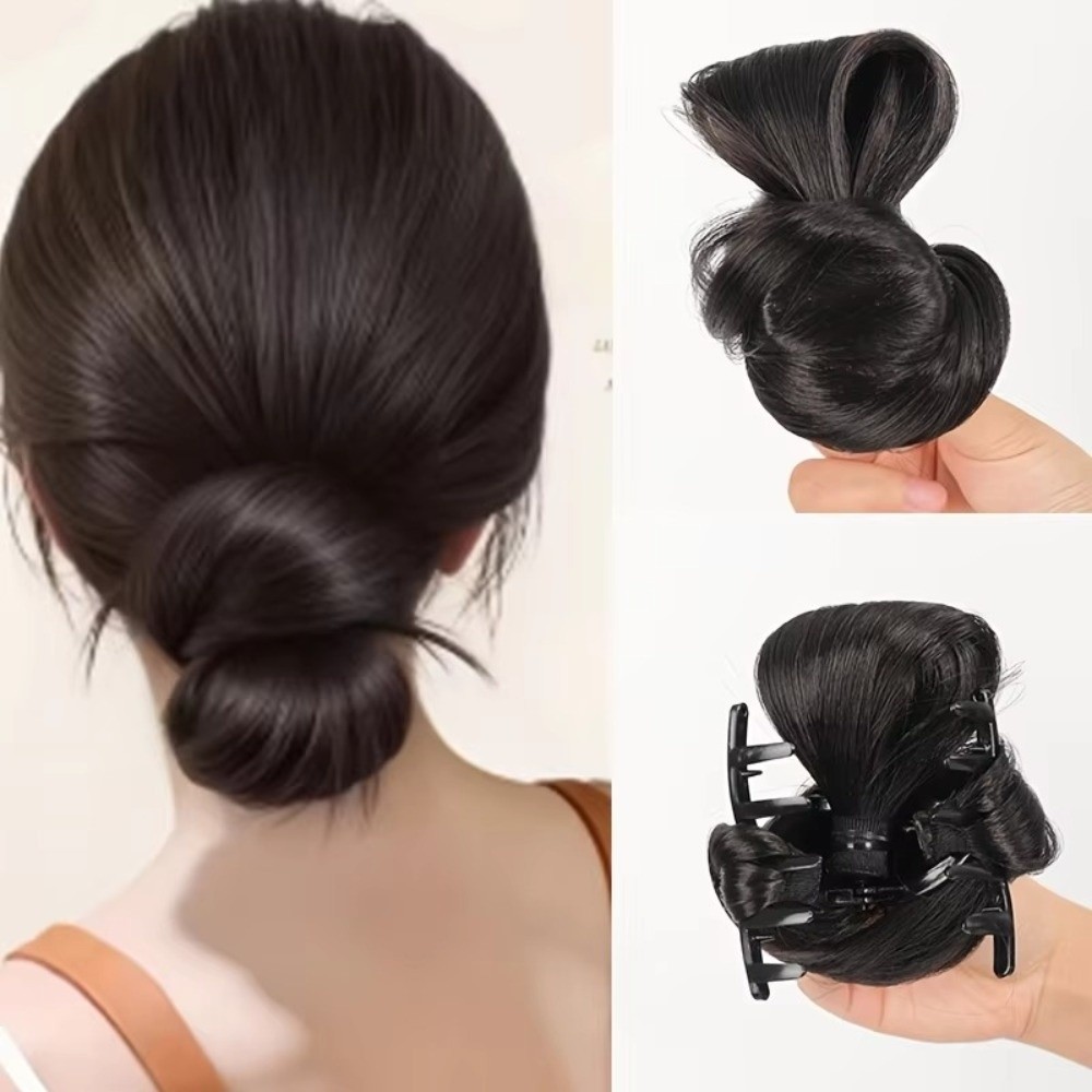 Claw Clip Messy Bun Hair Piece - Wig Sanggul Rambut Sintetis Alami Tekstur