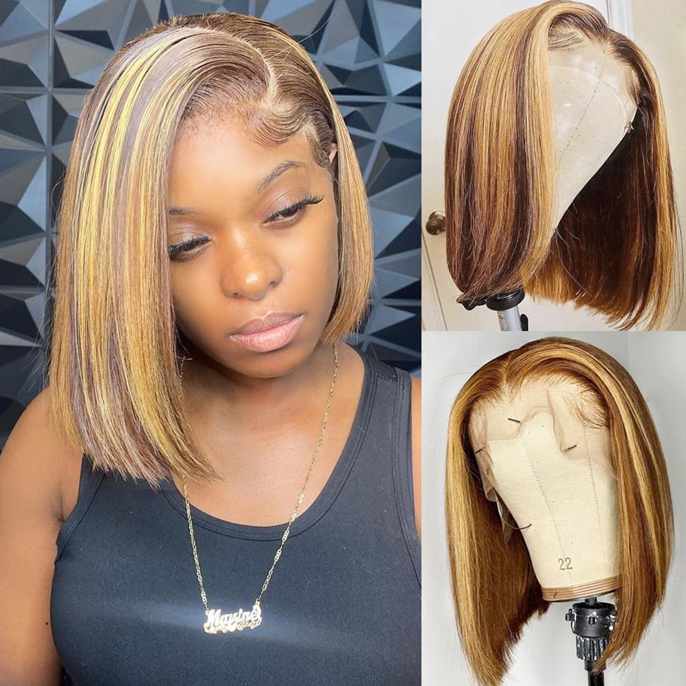 Pre Parted 13X4 Lace Front Bob Wig - Wig Bob Rambut Asli 13x4 HD
