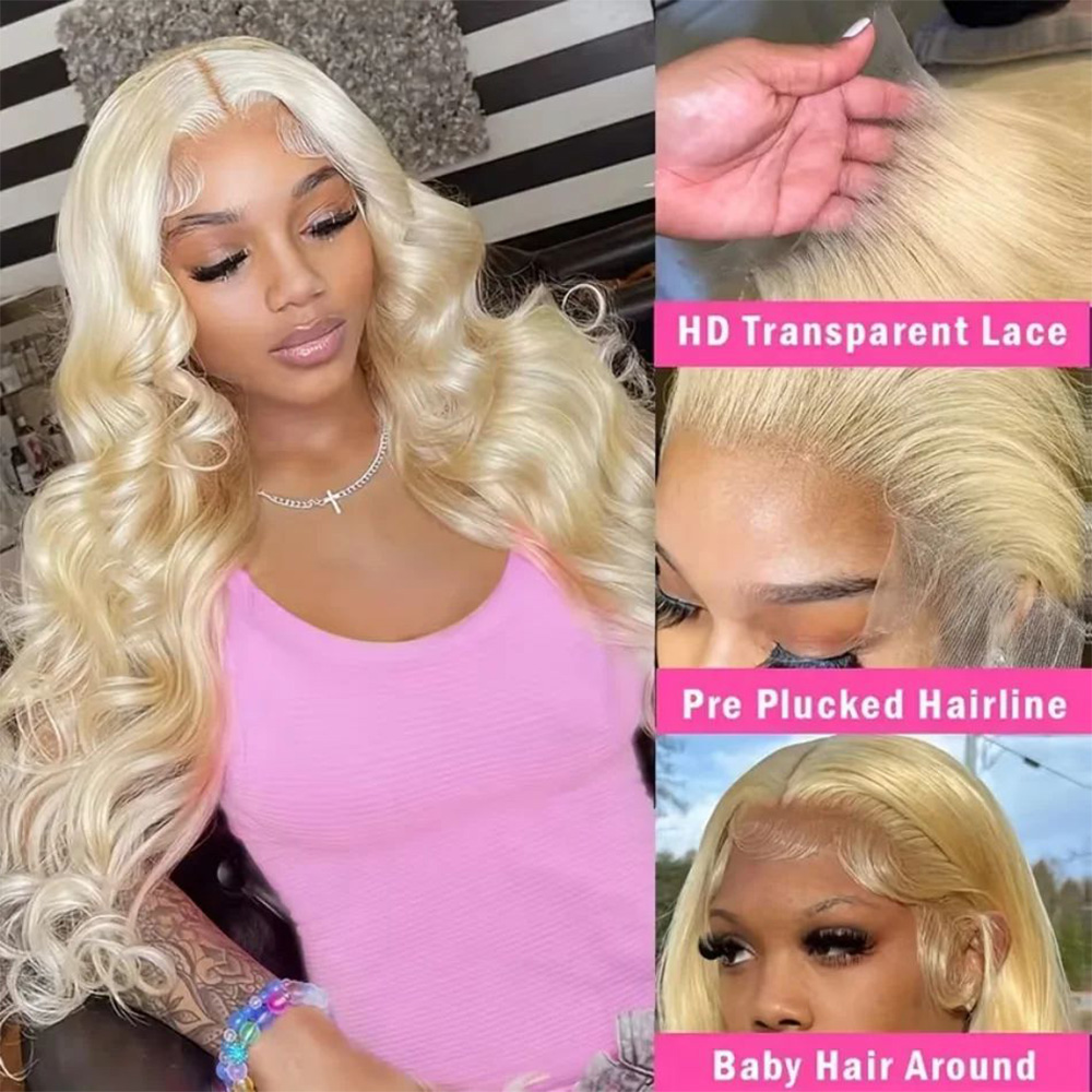 613 Blonde Body Wave Lace Front Wig - 613 13x6 HD Wig Rambut Manusia