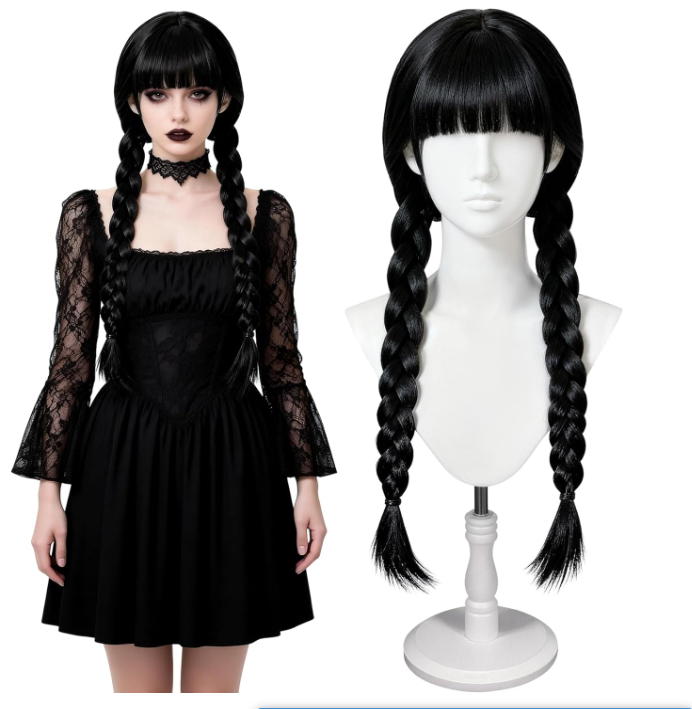 Synthetic Braided Wigs For Black Women - Wig Cosplay Gotik Panjang Rambut Sintetis