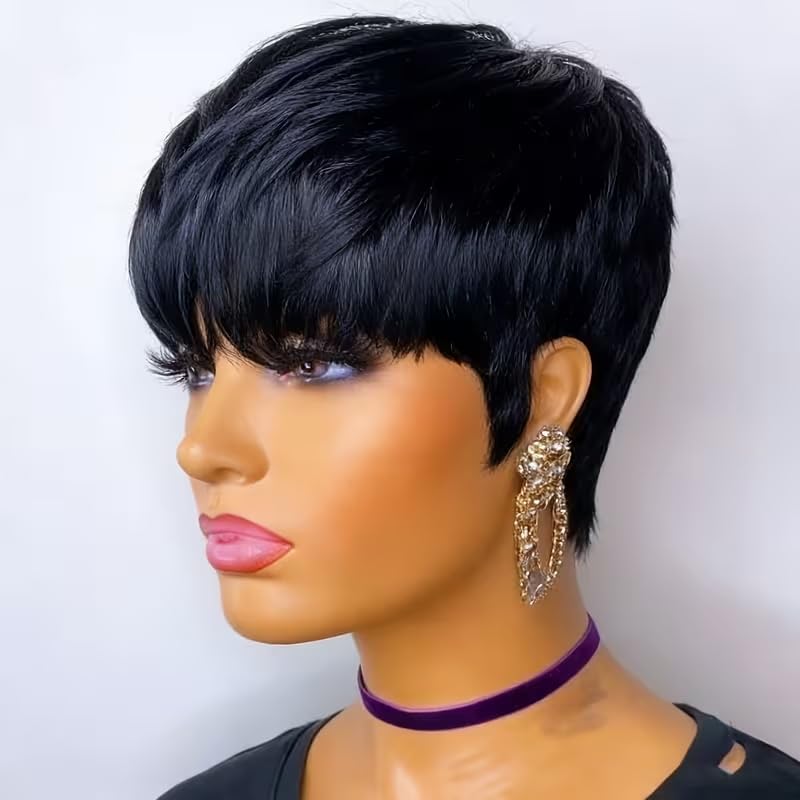 Short Pixie Cut Wig Human Hair Cheap - Wig Rambut Asli Model Pixie Cut