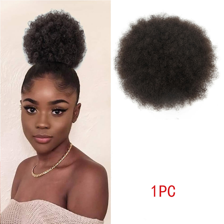Drawstring Afro Curly Puff Ponytail - Ekstensi rambut sintetis pendek keriting afro