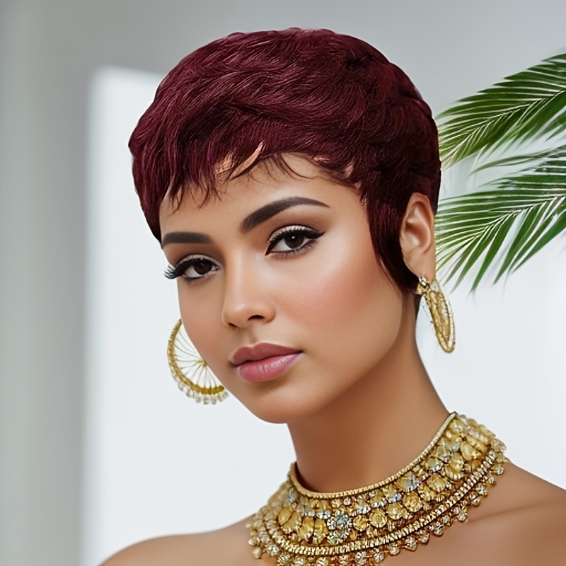 Short Pixie Cut Wig Human Hair Cheap - Wig Merah Rambut Asli Pendek Model
