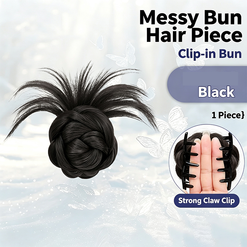 Claw Clip Messy Bun Hair Piece - Rambut Palsu Sanggul Berbulu Berduri dengan