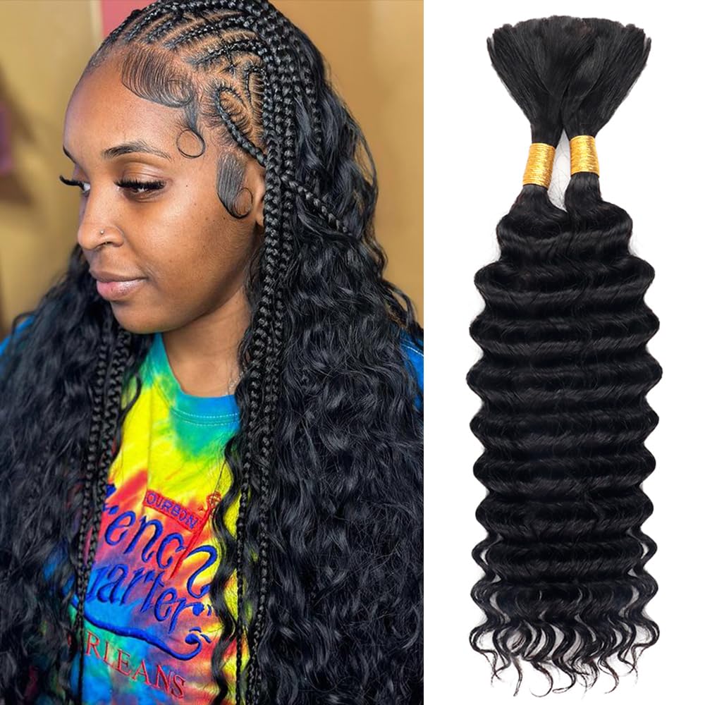 Water Wave Bulk Human Hair For Braiding - Rambut Manusia Asli Tanpa Weft Deep