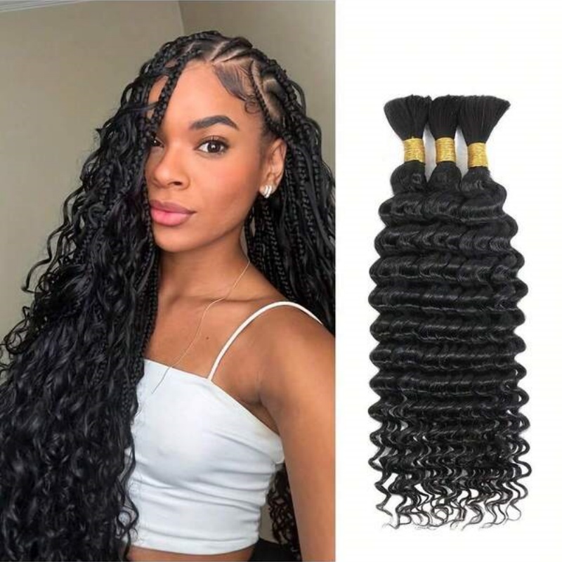 Water Wave Bulk Human Hair For Braiding - 2 Bundel Ekstensi Rambut Manusia Model