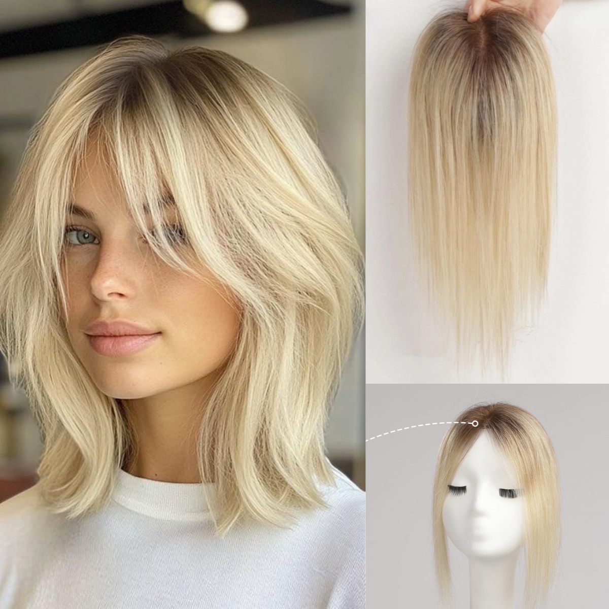 Seamless Clip In Hair Extensions Human Hair - Klip Toppers Rambut Manusia Dalam Rambut