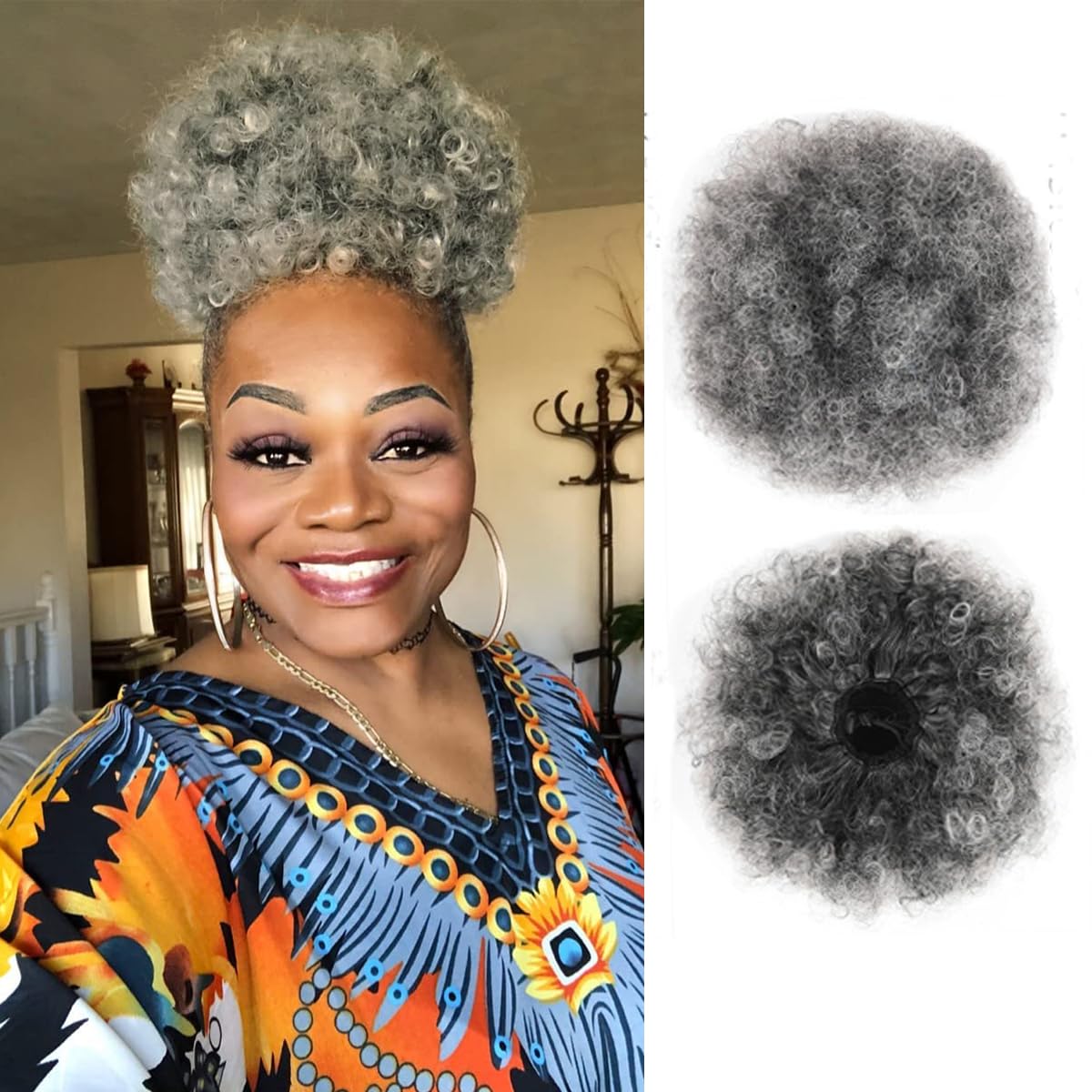 Drawstring Afro Curly Puff Ponytail - Afro Puff Drawstring Ponytail, Ekstensi Rambut