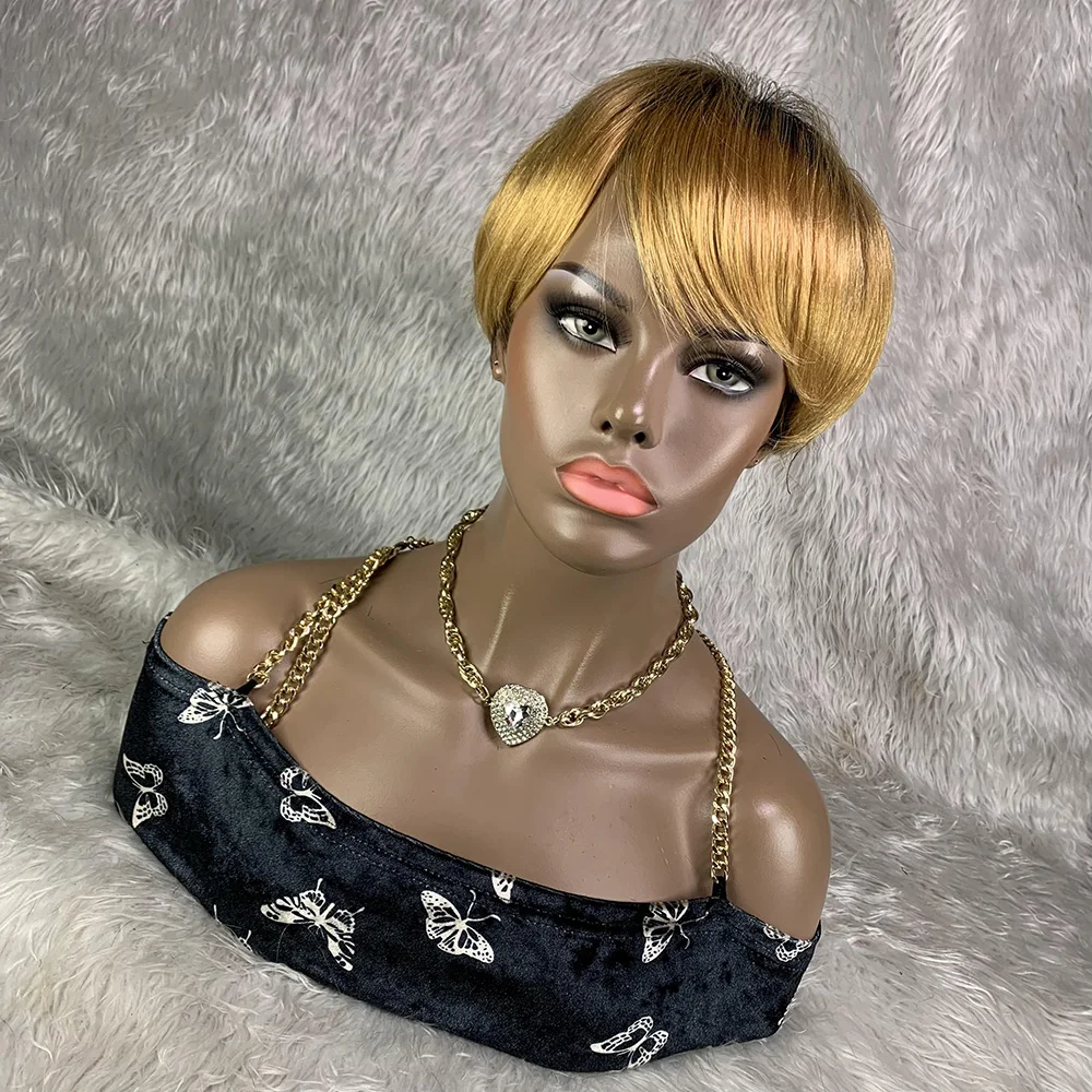 Short Pixie Cut Wig Human Hair Cheap - Wig rambut Remy pendek 8 inci