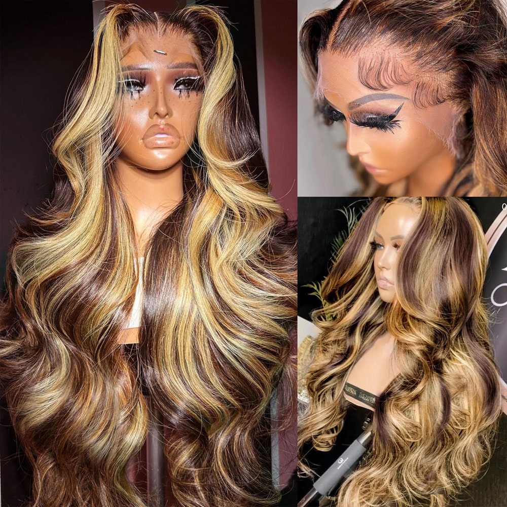 Hd Lace Frontal Wig Human Hair Pre Plucked - Wig Highlight 13x4 Lace Front Wig