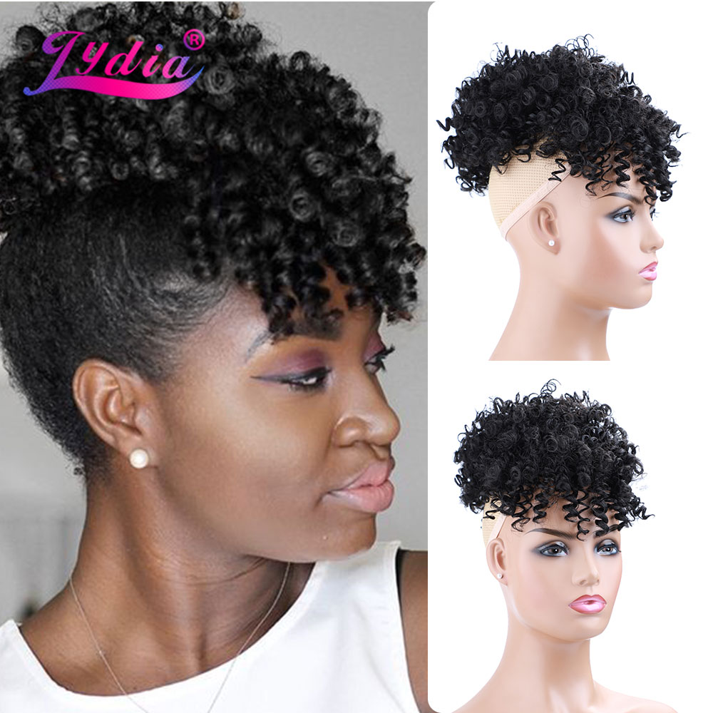 Drawstring Afro Curly Puff Ponytail - Lydia Serut Sintetis Tinggi Puff Afro