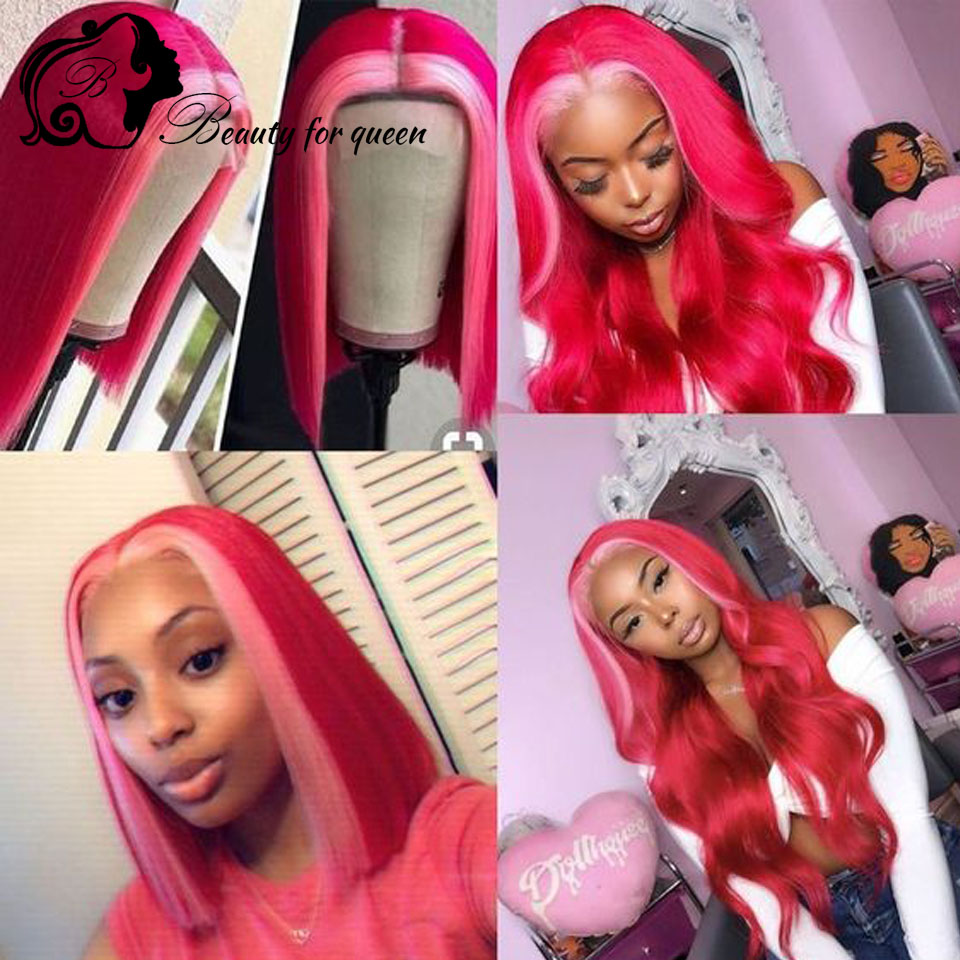 Glueless Wear And Go Human Hair Wig - Wig Rambut Manusia Lurus Panjang Merah,