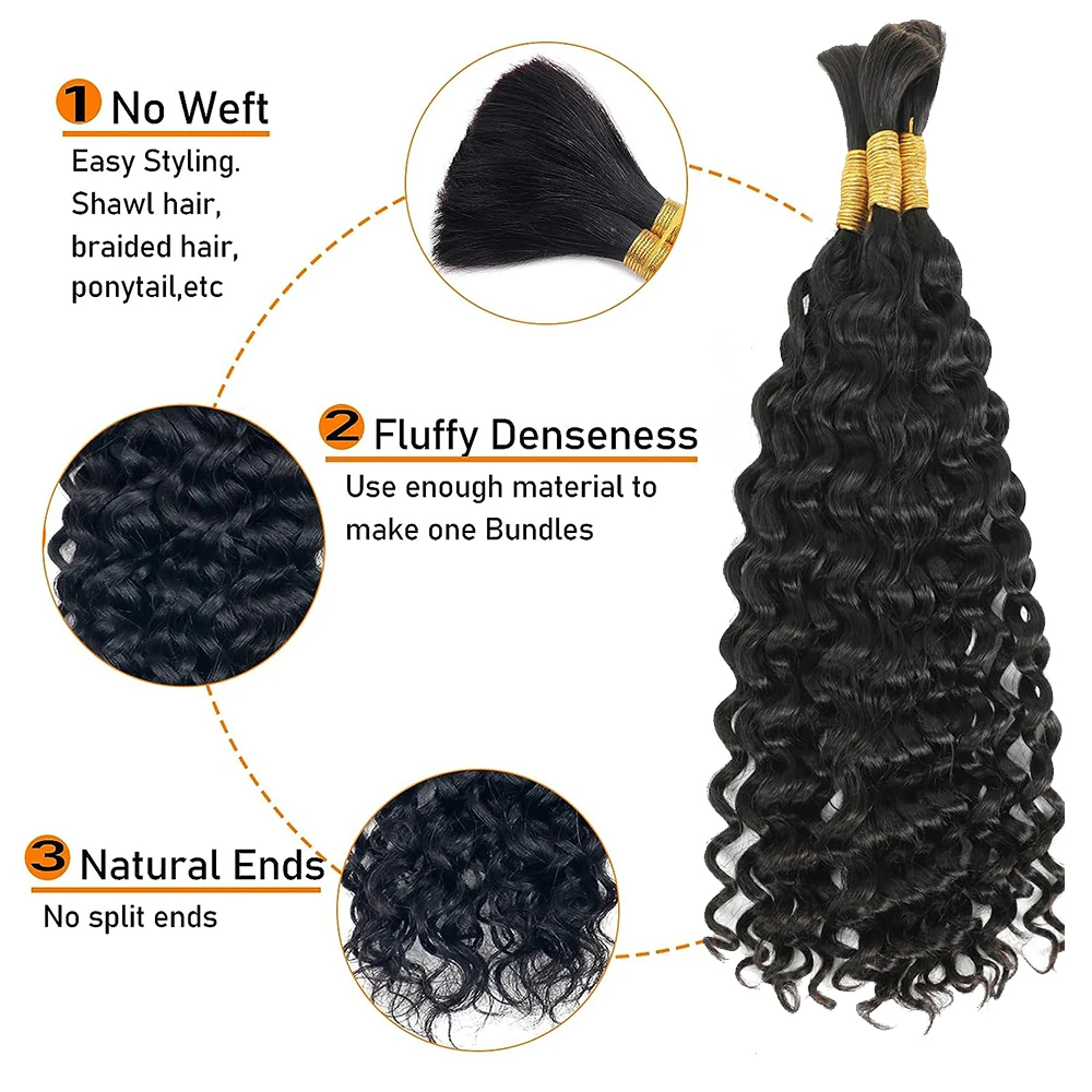 Rambut Kepang Manusia Water Wa - Water Wave Bulk Human Hair For Braiding ulasan dan harga