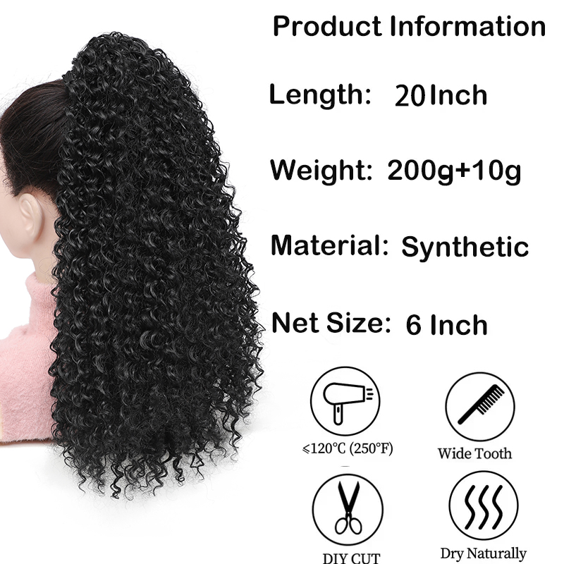 Ekor kuda palsu keriting panja - Drawstring Afro Curly Puff Ponytail ulasan dan harga