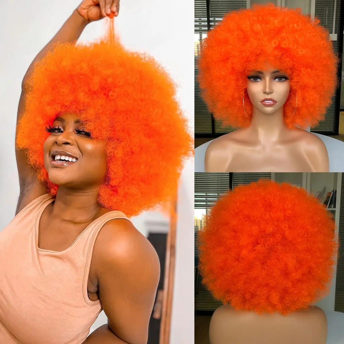 Wig sintetik keriting ikal Afr - Synthetic Braided Wigs For Black Women ulasan dan harga