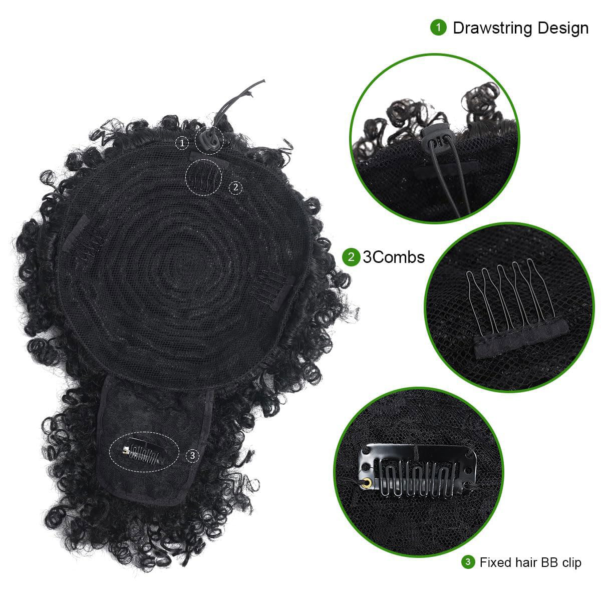 Afro Puff Kinky rambut keritin - Drawstring Afro Curly Puff Ponytail ulasan dan harga