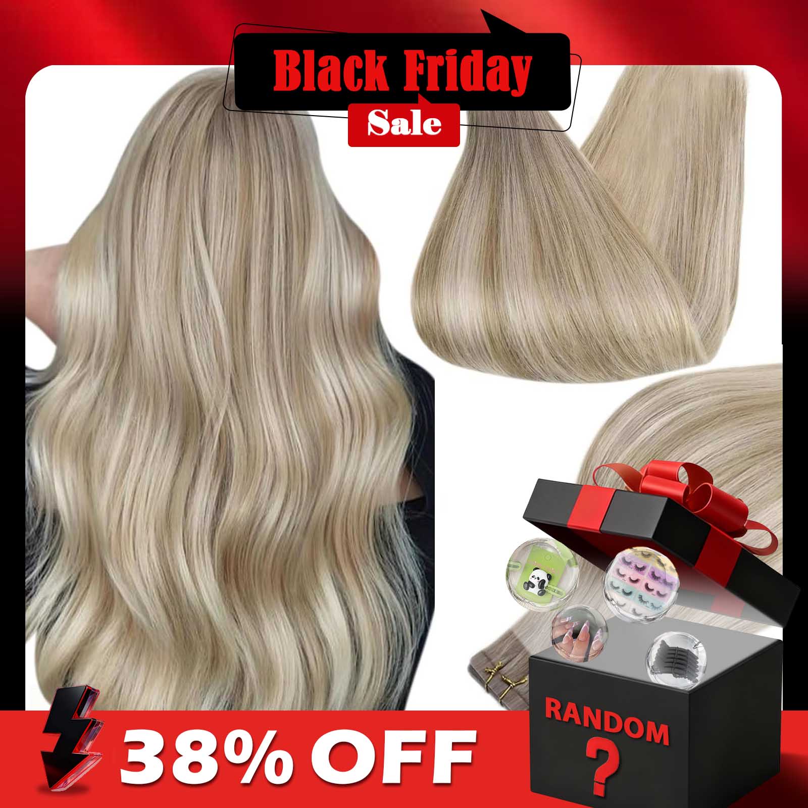 Pita rambut asli bersinar penu - Invisible Tape In Extensions Real Hair ulasan dan harga