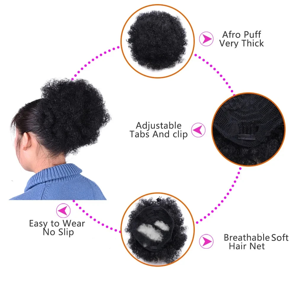 Ekstensi ekor kuda tali serut  - Drawstring Afro Curly Puff Ponytail ulasan dan harga
