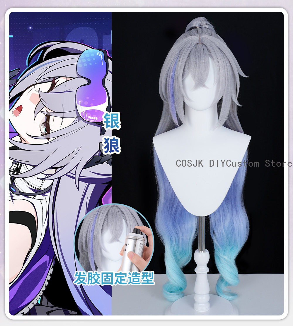 Wig Cosplay Bentuk Baru Silver - Synthetic Wigs ulasan dan harga