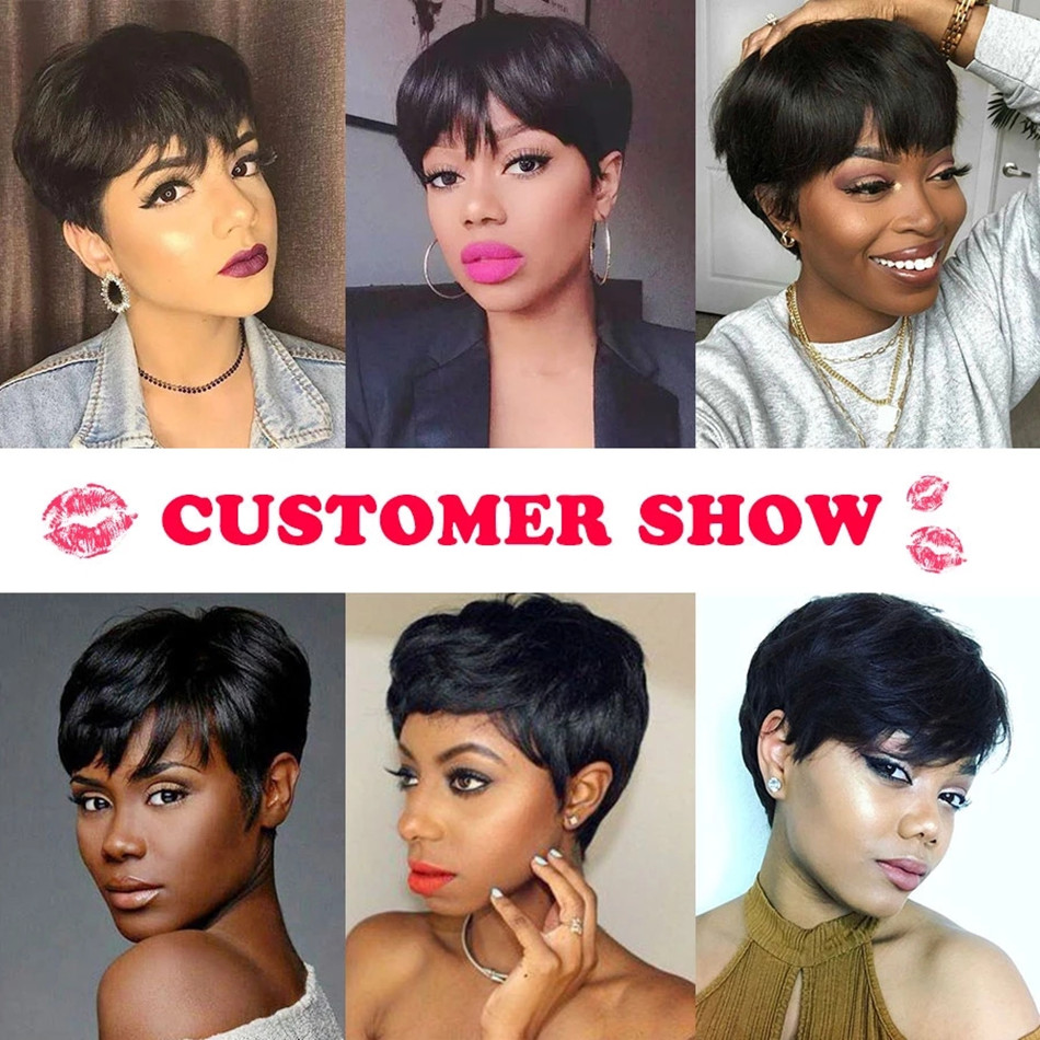 Wig Pixie Cut Bob Pendek, Ramb - Short Pixie Cut Wig Human Hair Cheap ulasan dan harga