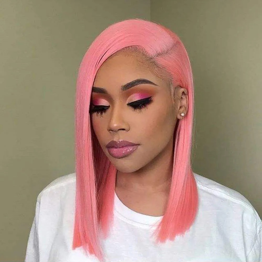 Wig Bob Pendek 13X4 Wig Merah  - Hd Lace Frontal Wig Human Hair Pre Plucked ulasan dan harga