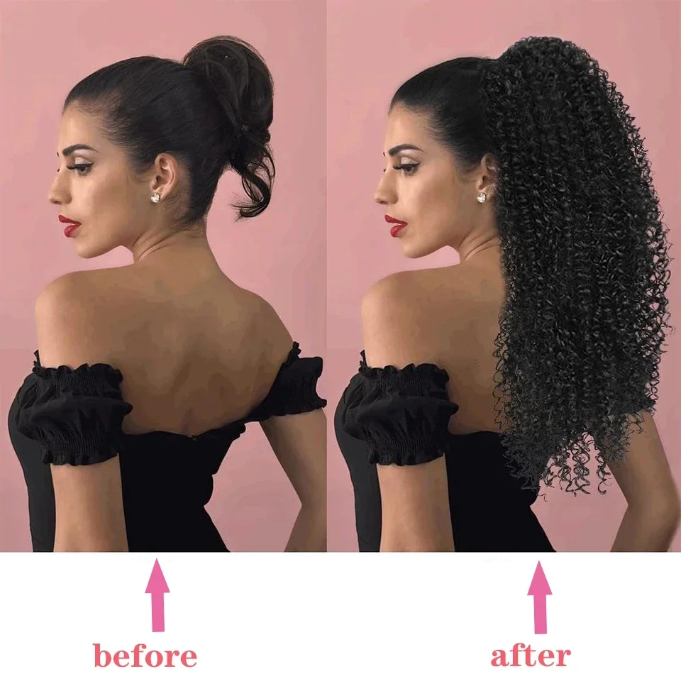 Ekstensi Ekor Kuda Serut Kerit - Drawstring Afro Curly Puff Ponytail ulasan dan harga