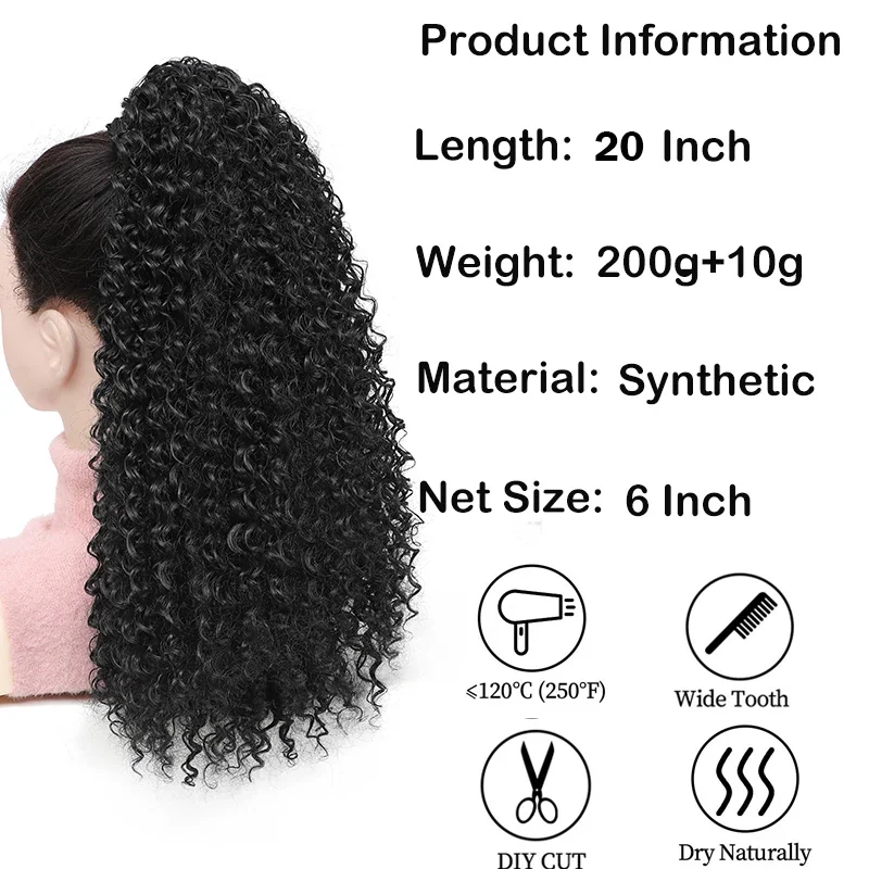 Ekstensi Ekor Kuda Serut Kerit - Drawstring Afro Curly Puff Ponytail ulasan dan harga