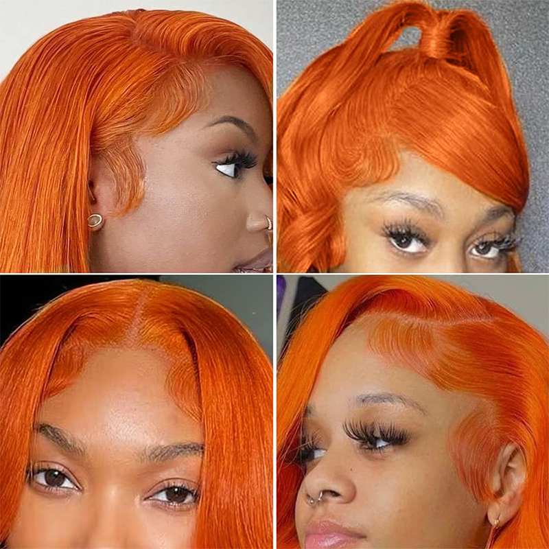 Wig depan renda jahe oranye 34 - Glueless Wear And Go Human Hair Wig ulasan dan harga
