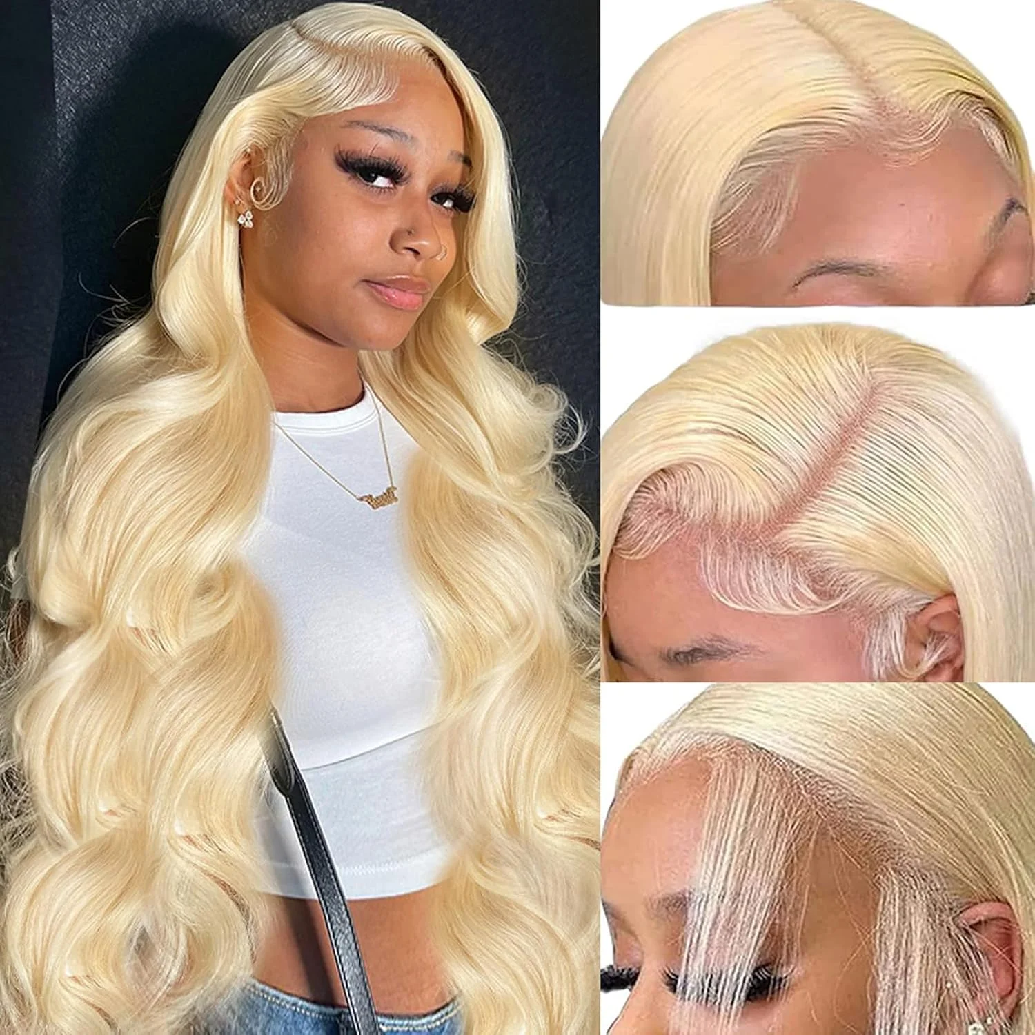 Wig rambut manusia asli Brazil - 613 Blonde Body Wave Lace Front Wig ulasan dan harga