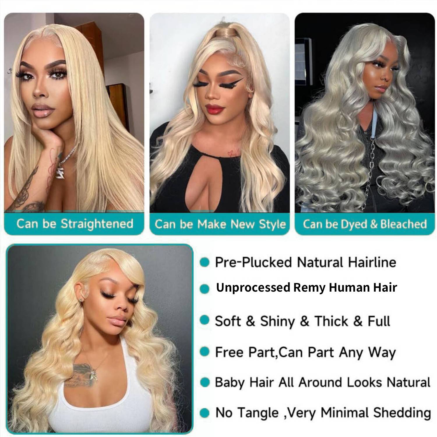 Wig rambut manusia asli Brazil - 613 Blonde Body Wave Lace Front Wig ulasan dan harga