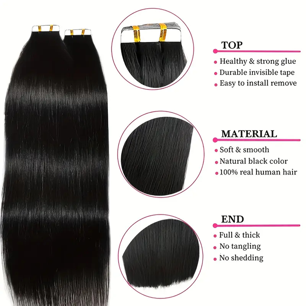 Ekstensi Rambut Tempel Lurus R - Invisible Tape In Extensions Real Hair ulasan dan harga