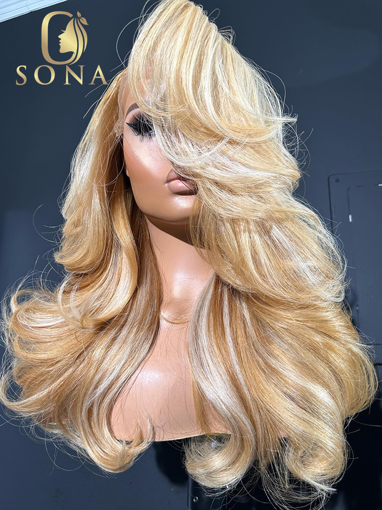 613 #   27 #   Wig Rambut Asli - 613 Blonde Body Wave Lace Front Wig ulasan dan harga