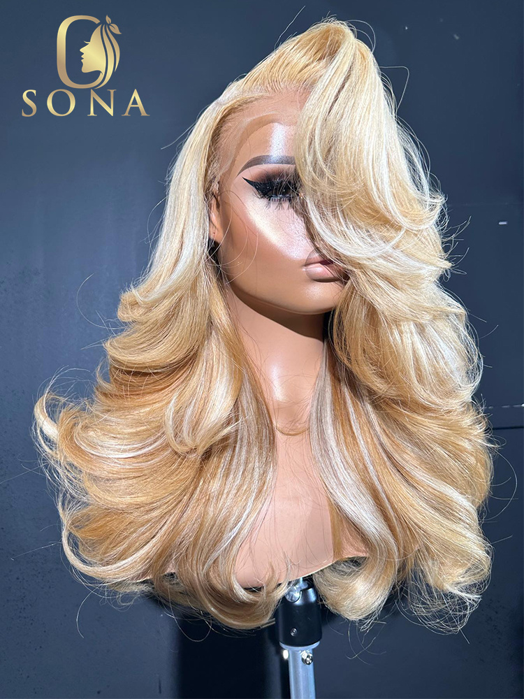 613 #   27 #   Wig Rambut Asli - 613 Blonde Body Wave Lace Front Wig ulasan dan harga