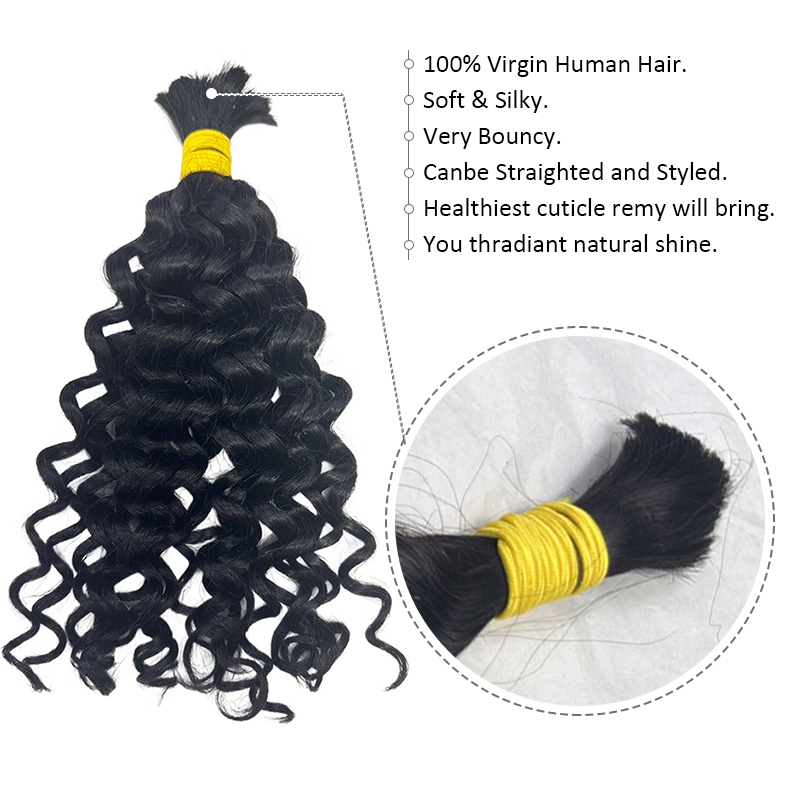 Rambut Manusia untuk Kepang Bo - Water Wave Bulk Human Hair For Braiding ulasan dan harga