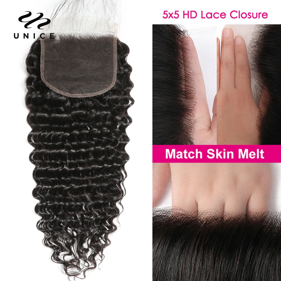 Rambut UNice Deep Wave 5x5 HD  - Deep Wave 3 Bundles With Closure ulasan dan harga