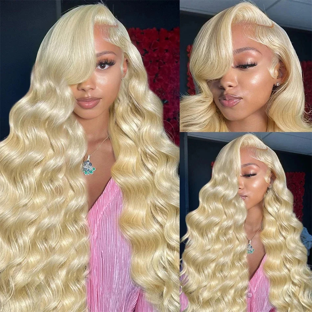 613 13x6 HD Wig Rambut Manusia - 613 Blonde Body Wave Lace Front Wig ulasan dan harga
