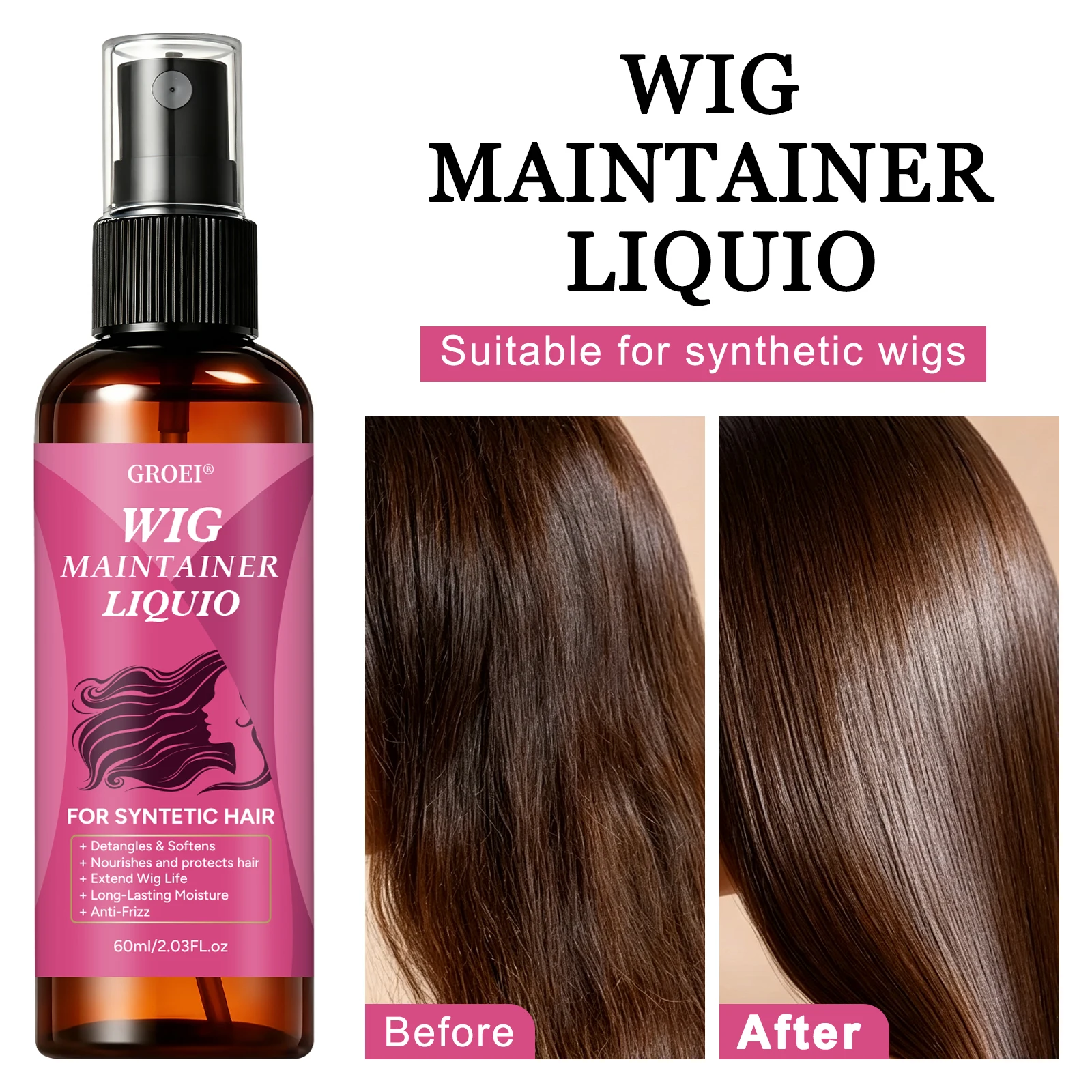 GROEI Semprotan Perawatan Wig  - Synthetic Wigs ulasan dan harga