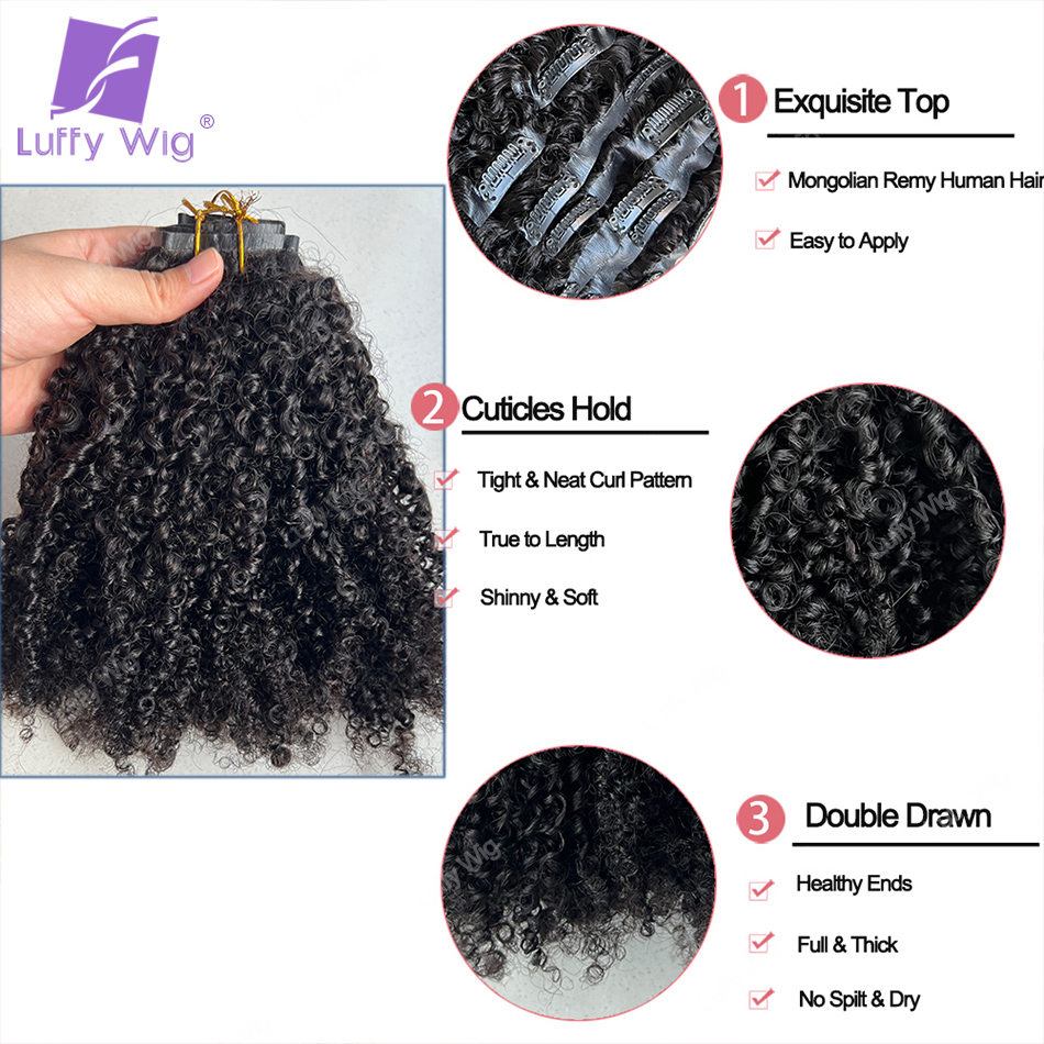 Monglian Afro Kinky rambut man - Seamless Clip In Hair Extensions Human Hair ulasan dan harga
