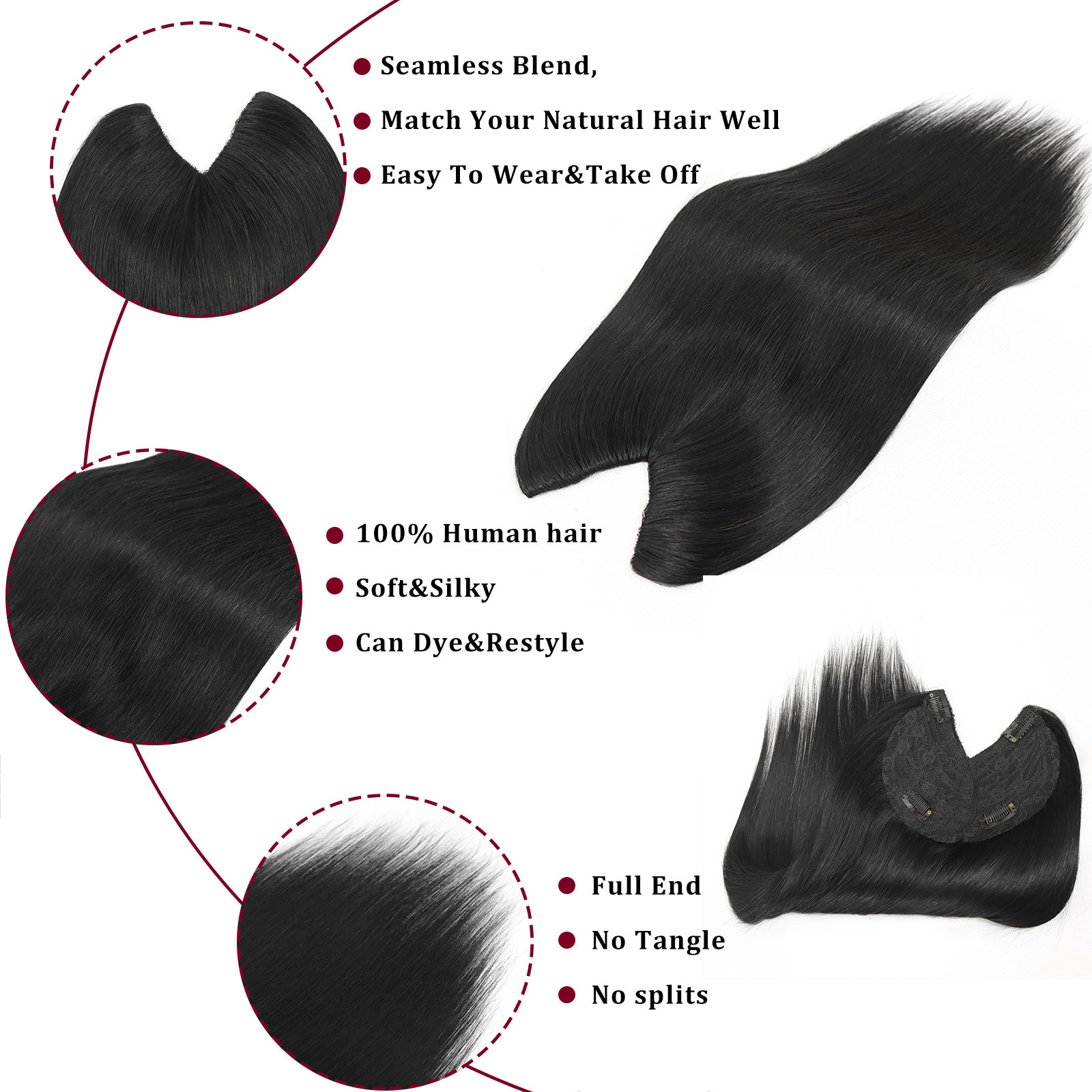 Ekstensi Rambut Manusia Model  - Seamless Clip In Hair Extensions Human Hair ulasan dan harga