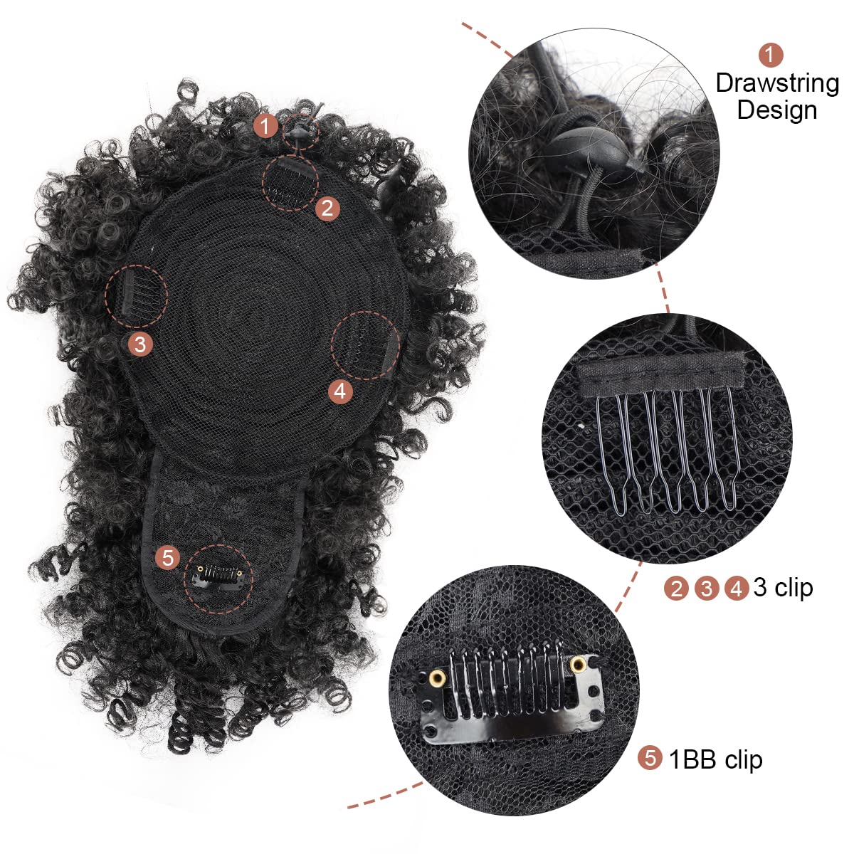 Afro Puff sintetis tali serut  - Drawstring Afro Curly Puff Ponytail ulasan dan harga