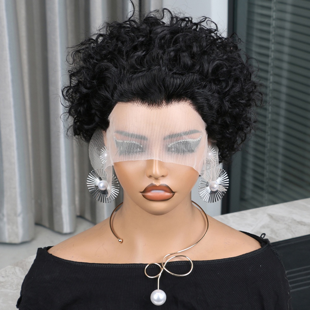 Wig Pixie Cut Rambut Asli 13x4 - Short Pixie Cut Wig Human Hair Cheap ulasan dan harga