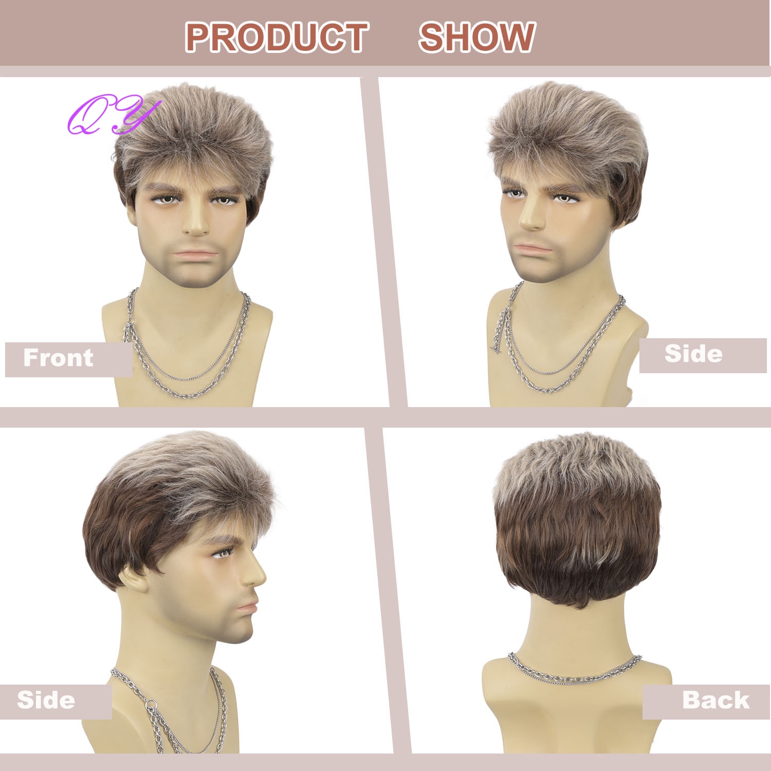Wig Sintetis Pendek Cokelat Fl - Synthetic Wigs ulasan dan harga