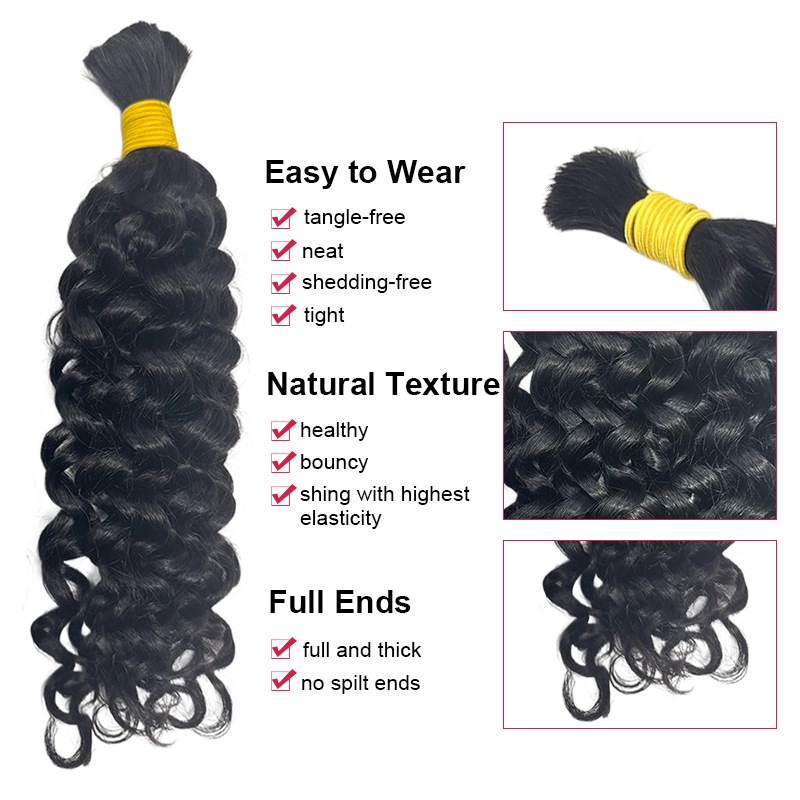 Rambut Manusia Asli Model Wate - Water Wave Bulk Human Hair For Braiding ulasan dan harga