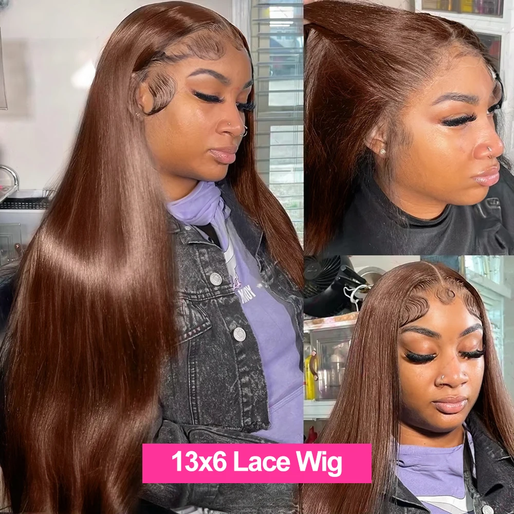 Wig Rambut Asli Cokelat 13x4 H - Human Hair Wigs ulasan dan harga