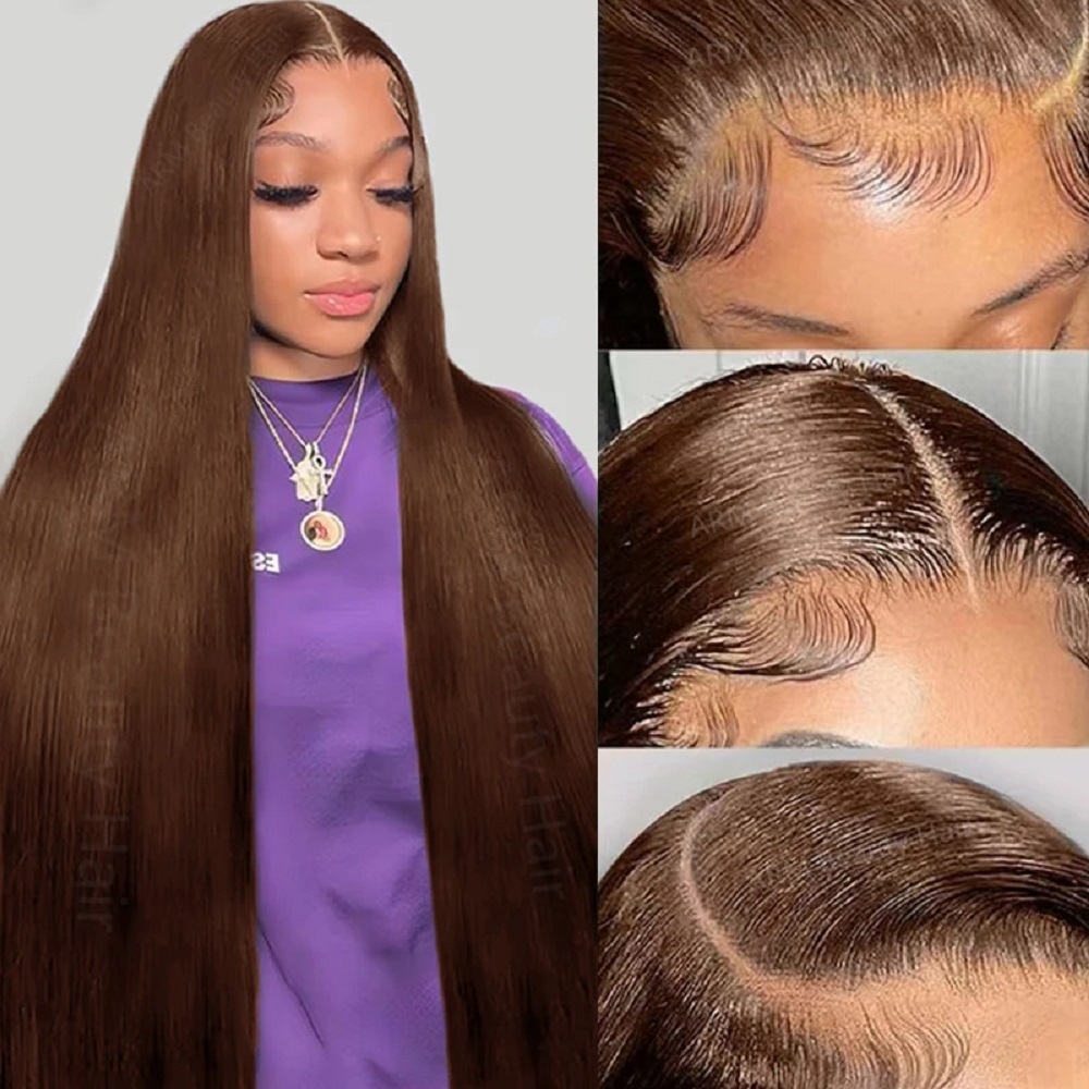 Wig Rambut Asli Cokelat 13x4 H - Human Hair Wigs ulasan dan harga